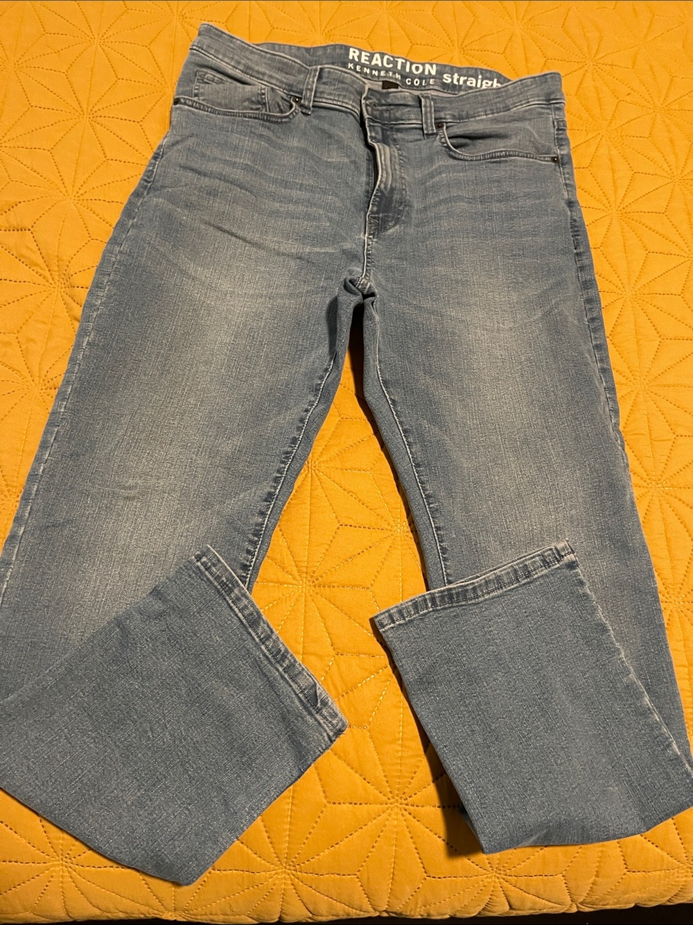 Kenneth Cole Reaction Men’s Straight Jeans - Light Wash Blue